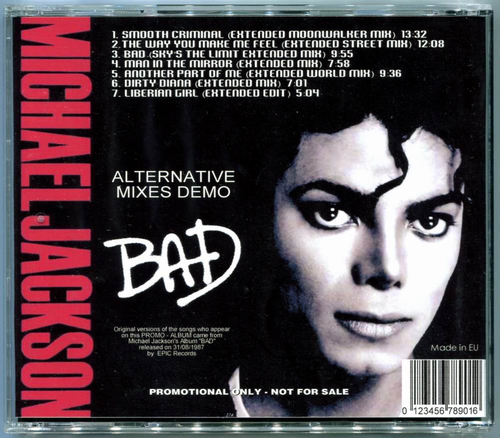 MICHAEL JACKSON-BAD ALTERNATIVE MIXES DEMO-混音CD-欧洲版- MICHAEL